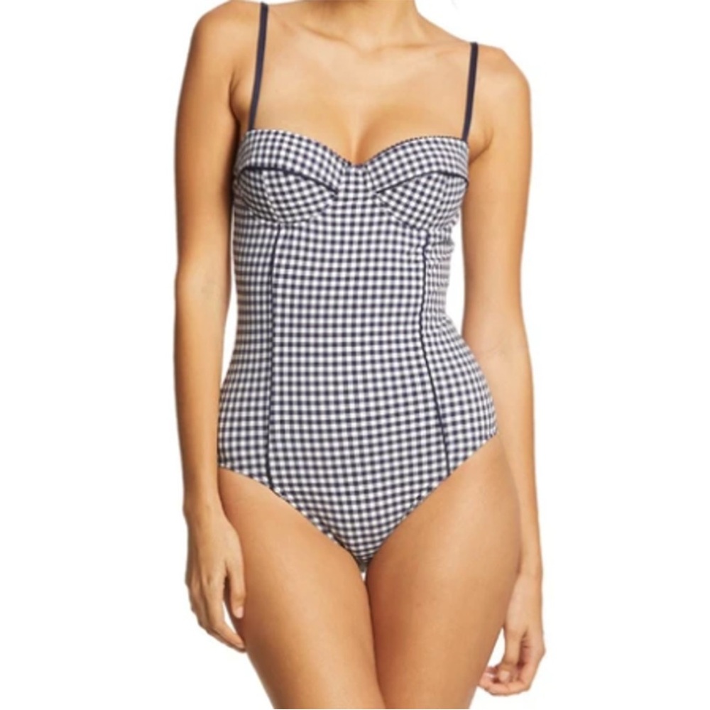 Kate Spade Navy and White Gingham Swimsuit